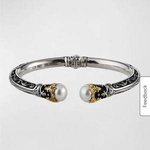 Konstantino SSilver, 18kt yellow gold and Pearl Hinged Cuff